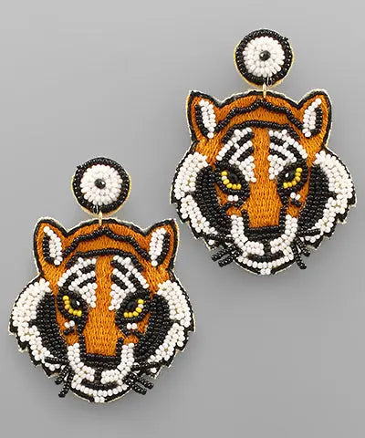 Beaded Bengal Tiger Earrings American Graham Apparel