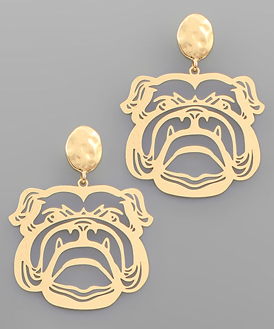 Gold Bulldog Filigree Earrings