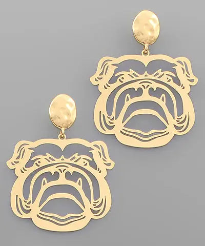 Gold Bulldog Filigree Earrings American Graham Apparel