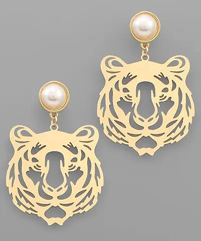 Gold Tiger Pearl Earrings American Graham Apparel