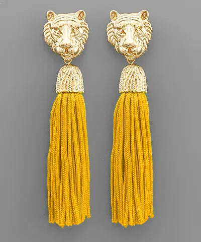 Tiger Head Tassel Earrings American Graham Apparel