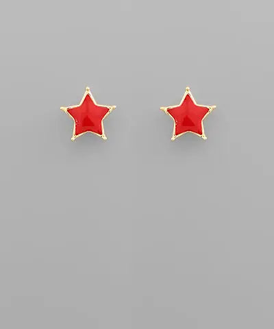 Enamel Red Star Post Earrings American Graham Apparel