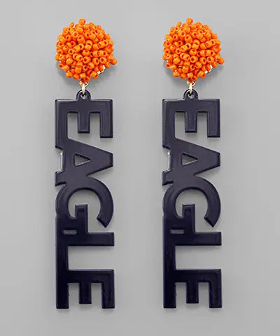 Acrylic Eagle Earrings (Navy & Orange) American Graham Apparel