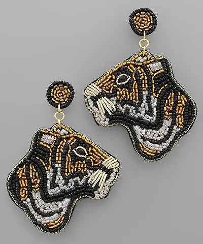 Beaded Tiger Earrings American Graham Apparel
