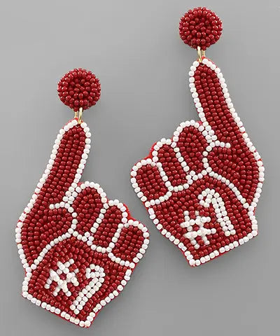 Crimson #1 Fan Earrings American Graham Apparel