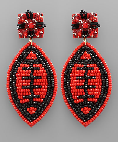 Red & Black Football Earrings