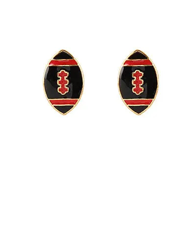 Petite Red & Black Football Post Earrings American Graham Apparel