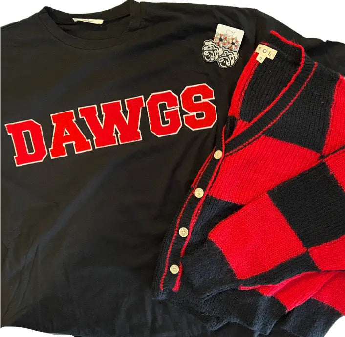 Oversized Patch Letter Dawgs Tee American Graham Apparel