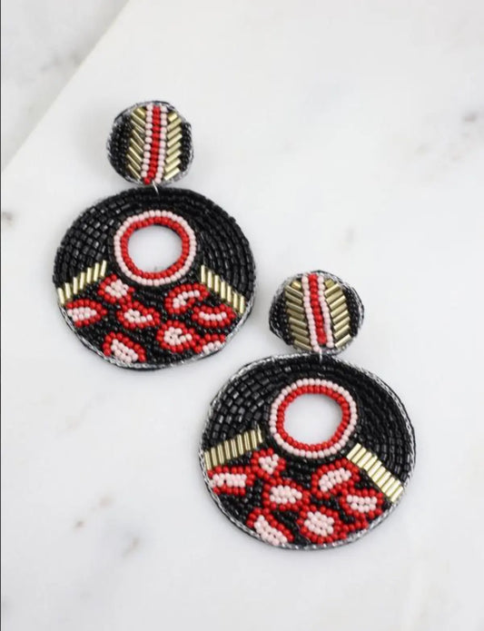 Fort Riley Leopard Beaded Earring Black American Graham Apparel