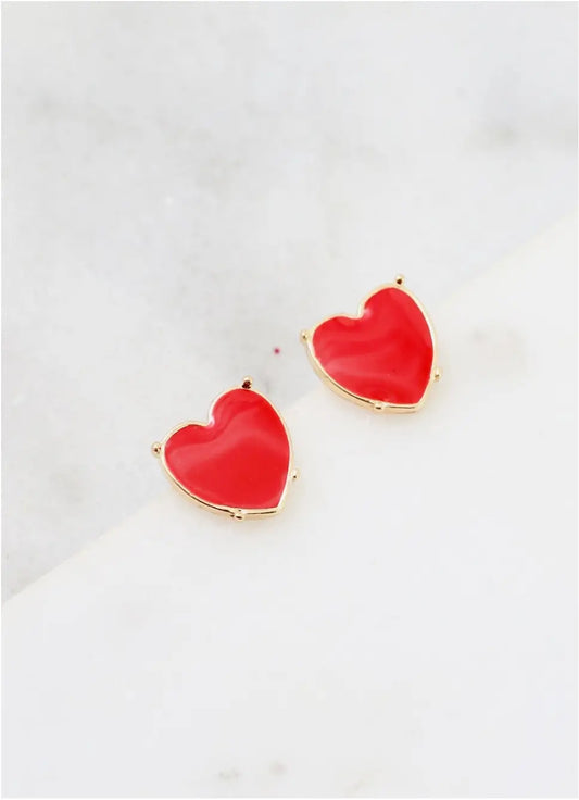 Lovely Enamel Red Heart Post Earrings Prep Obsessed Wholesale