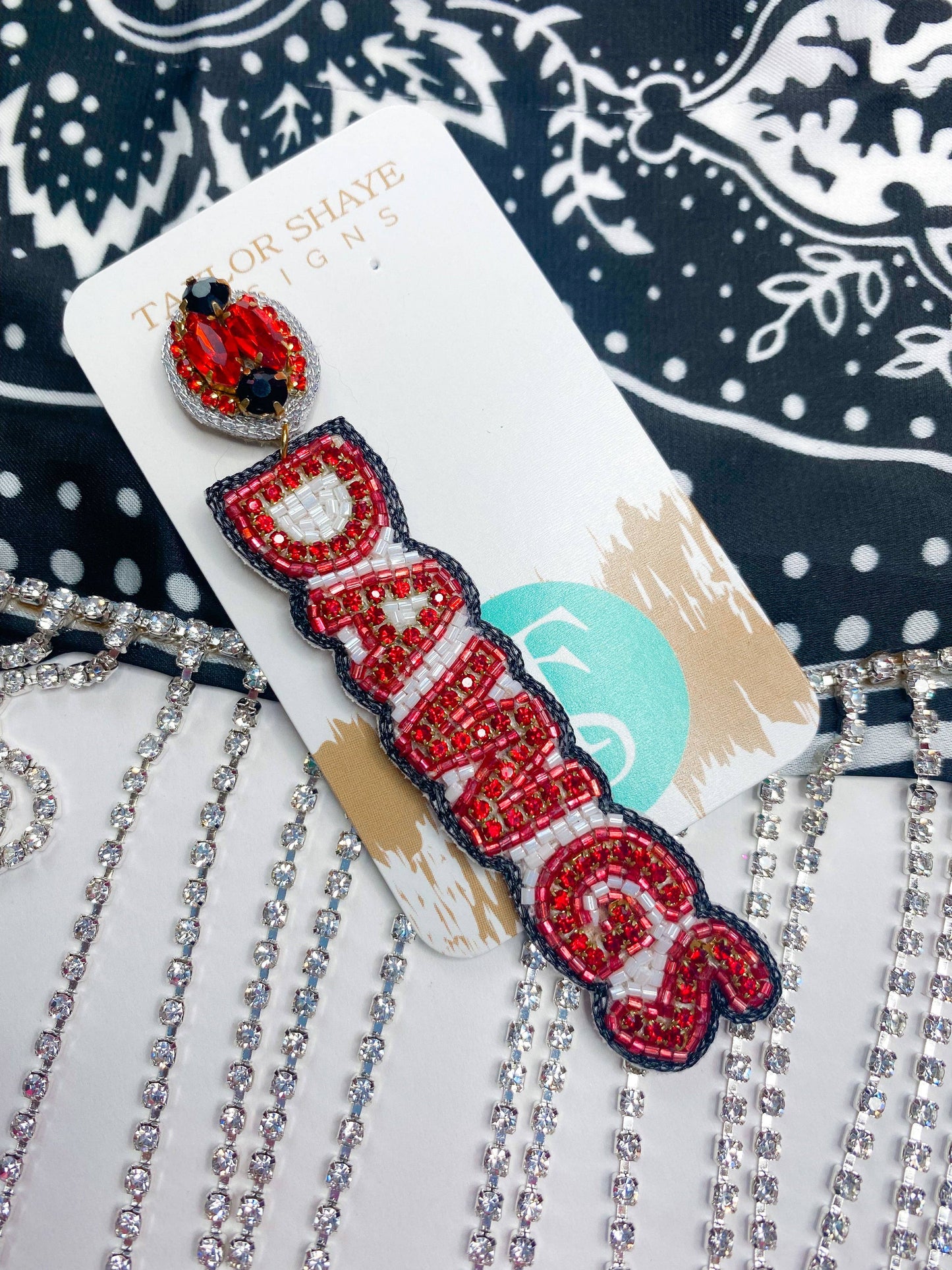 Red & Black Dawgs Drop Earrings American Graham Apparel