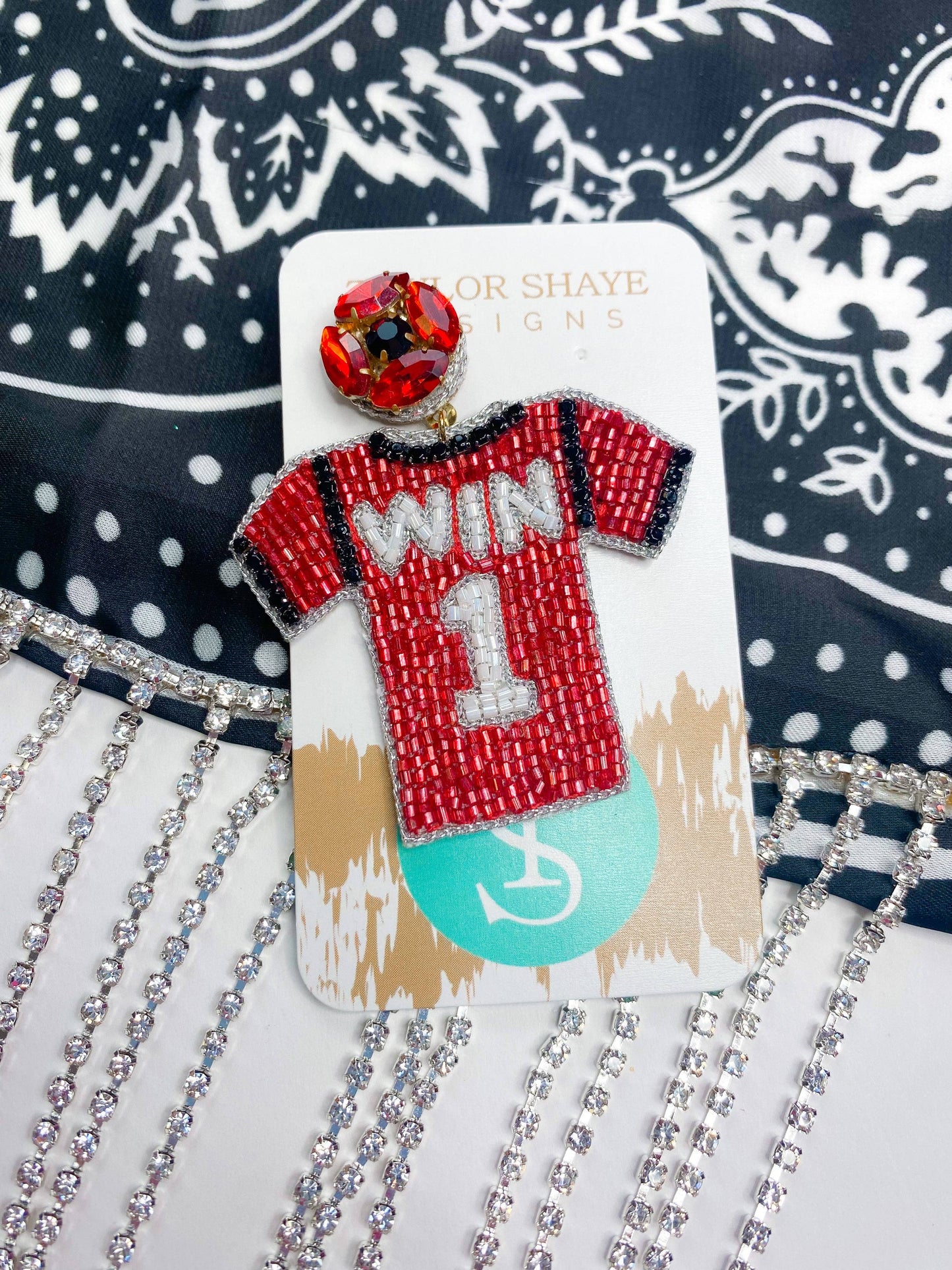 Red & Black Jersey Earrings American Graham Apparel