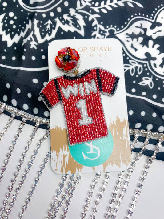 Red & Black Jersey Earrings American Graham Apparel