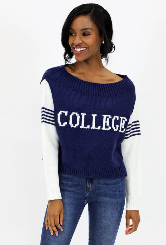 Varsity College Sweater in Navy