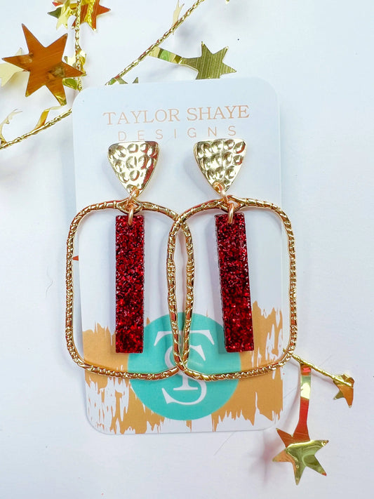 Red Glitter Stick Hoops American Graham Apparel