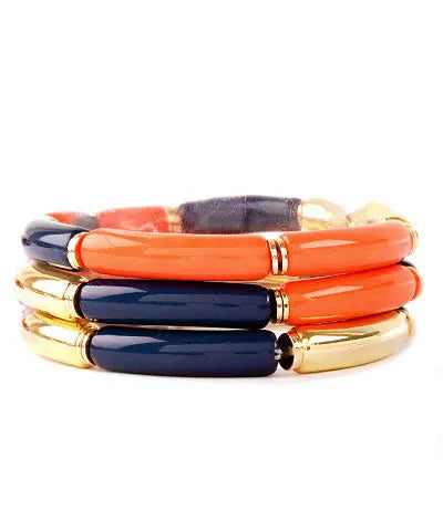 Navy and Orange Gameday Bracelet Stack American Graham Apparel