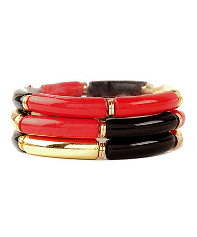 Red and Black Bracelet Stack