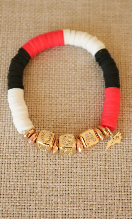 Georgia (UGA) Pave Polymer Clay Bracelet American Graham Apparel