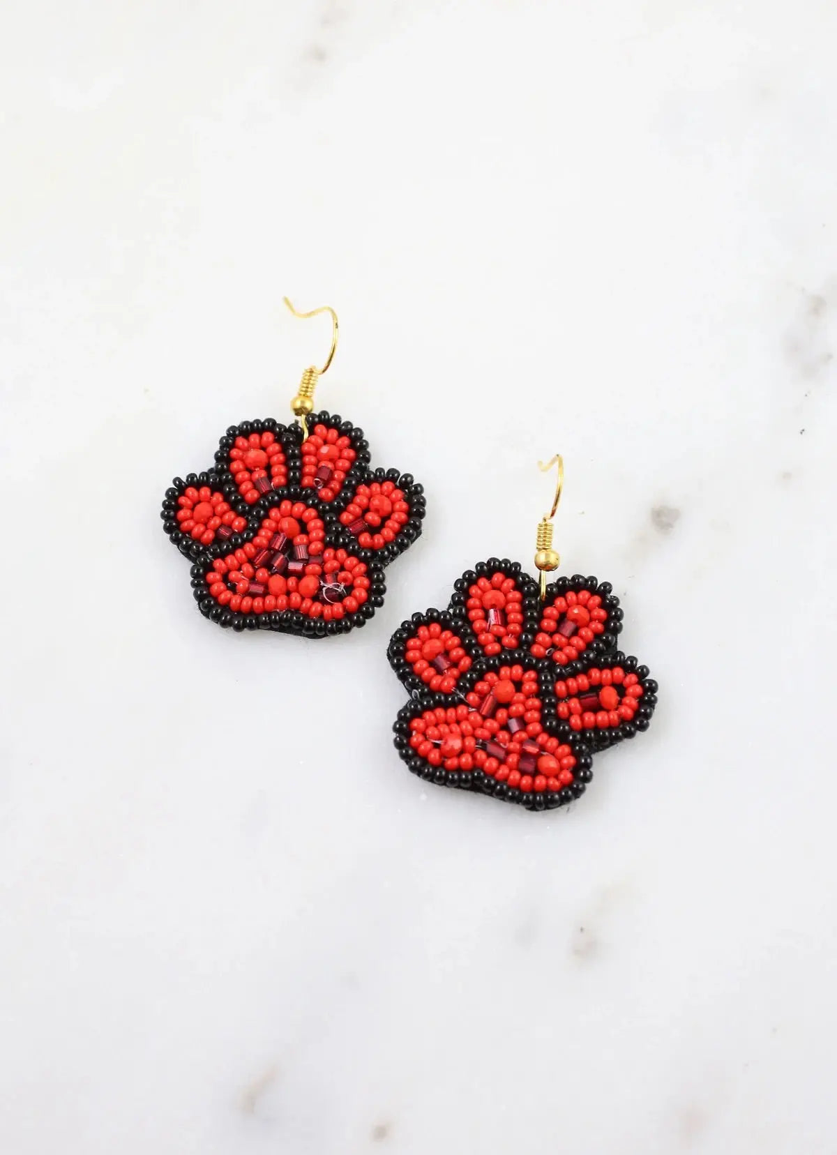 Red & Black Dog Paw Earrings American Graham Apparel