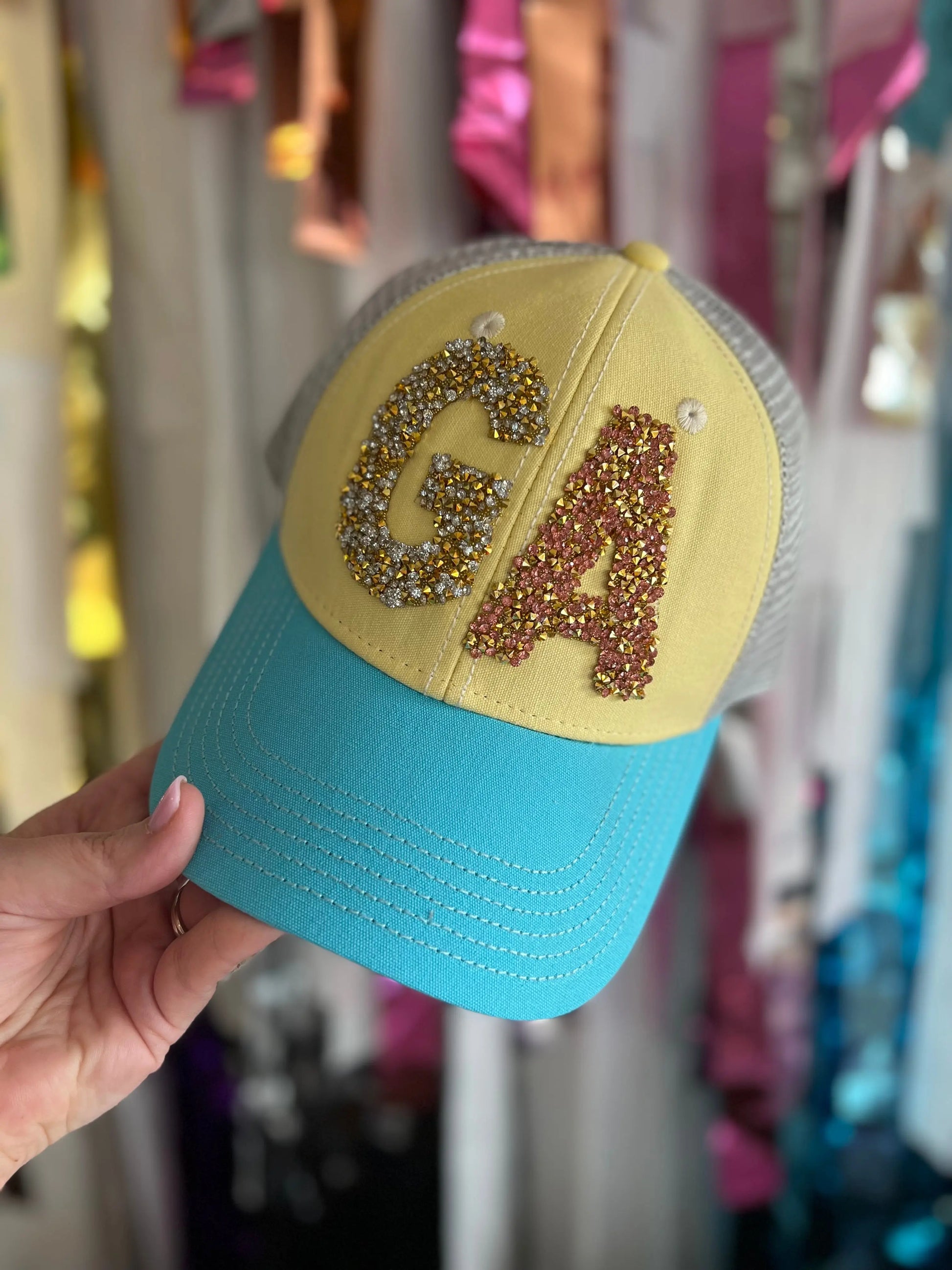 Judith March Pastel Rhinestone GA Hat American Graham Apparel