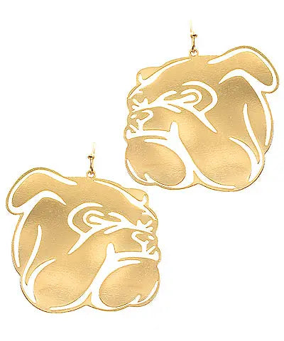 Matte Gold Bulldog Filigree Earrings American Graham Apparel