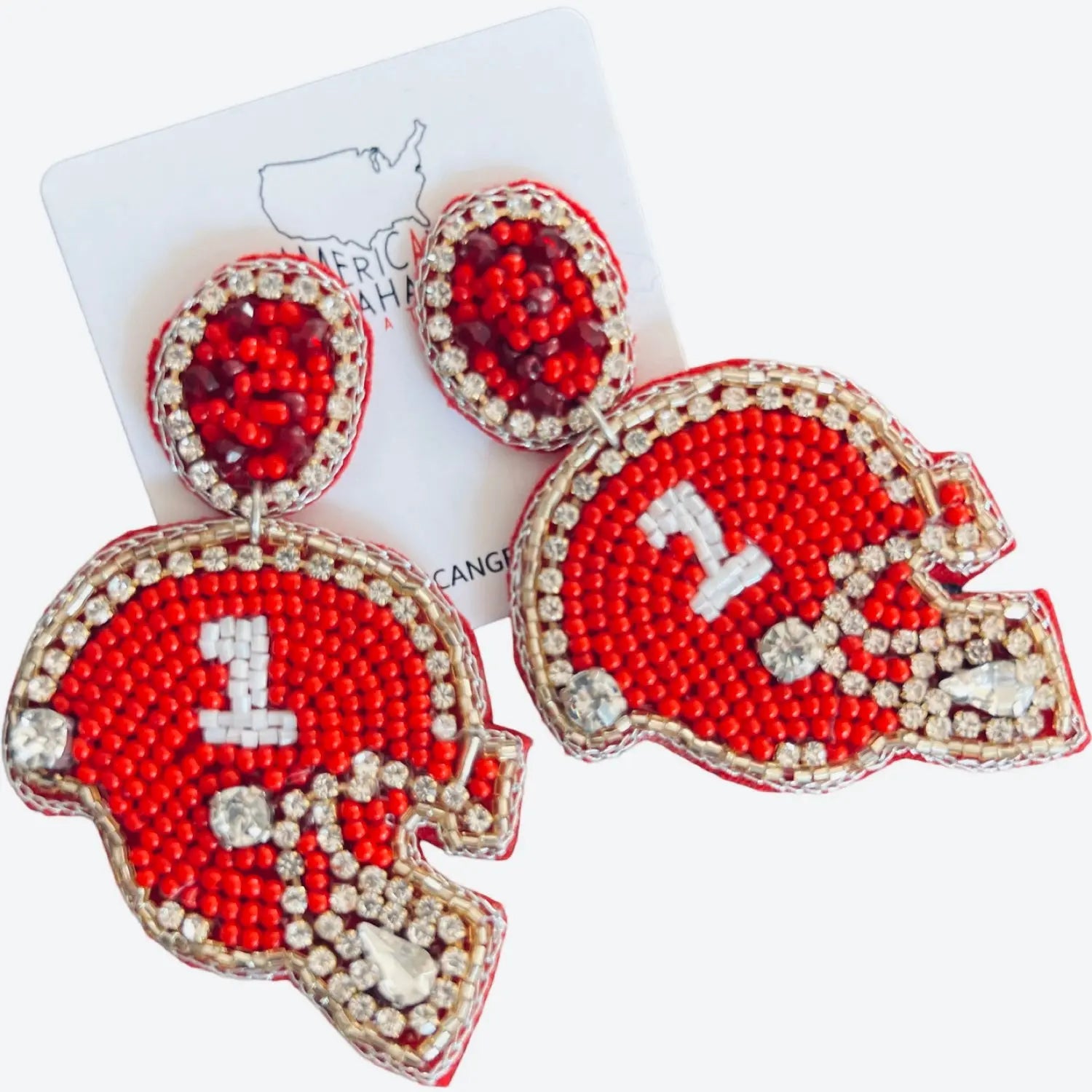 Rhinestone Helmet Earrings American Graham Apparel