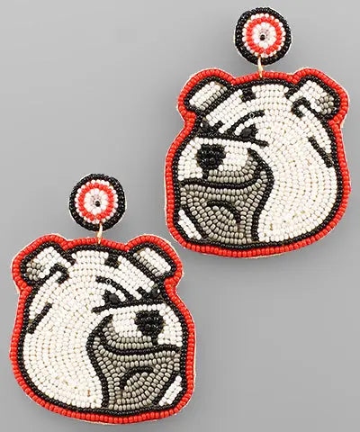 Beaded Bulldog Earrings American Graham Apparel