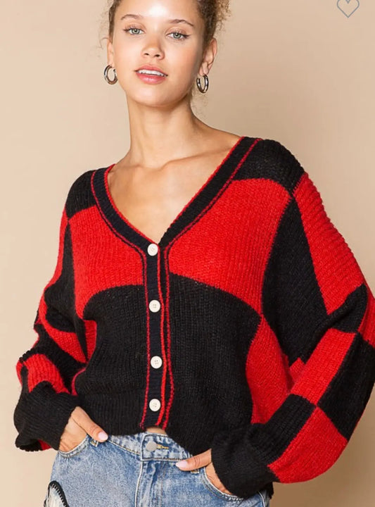 Red & Black Attack Cardigan American Graham Apparel