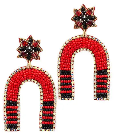 Red and Black Striped Arch Earrings American Graham Apparel