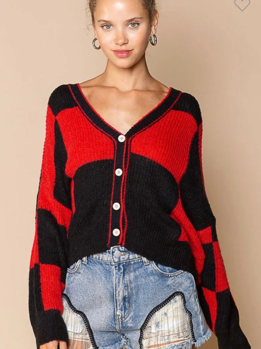 Red & Black Attack Cardigan American Graham Apparel