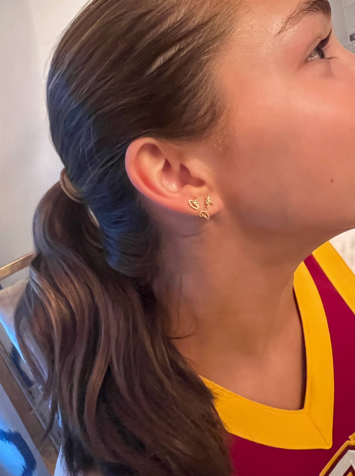 Petite Go Dawgs Gold Stud Earrings
