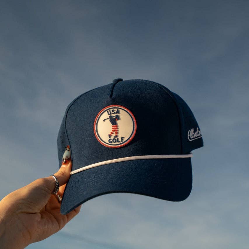 USA Golf Snapback Hat – Patriotic Embroidered Red, White & Blue Adjustable Cap