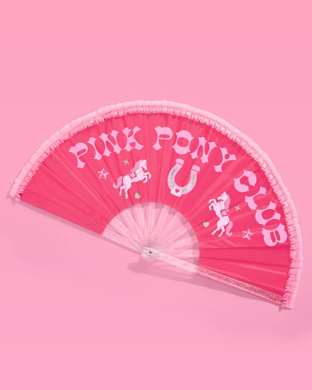 Pink Pony Club Ruffled Folding Fan