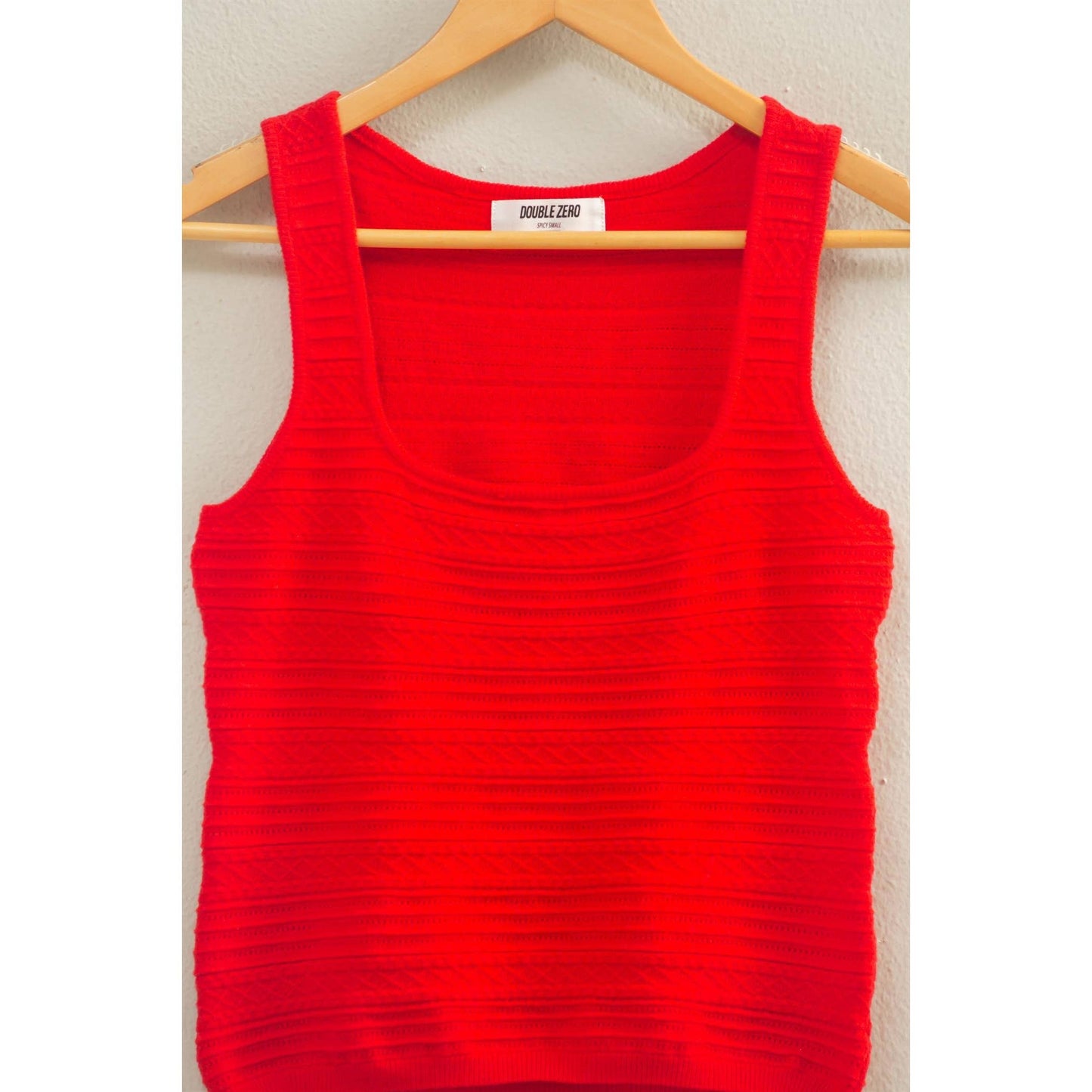 Red Textured Knit Scoop Neck Tank | Fitted Ribbed Tank Top | Women’s Everyday Essential
