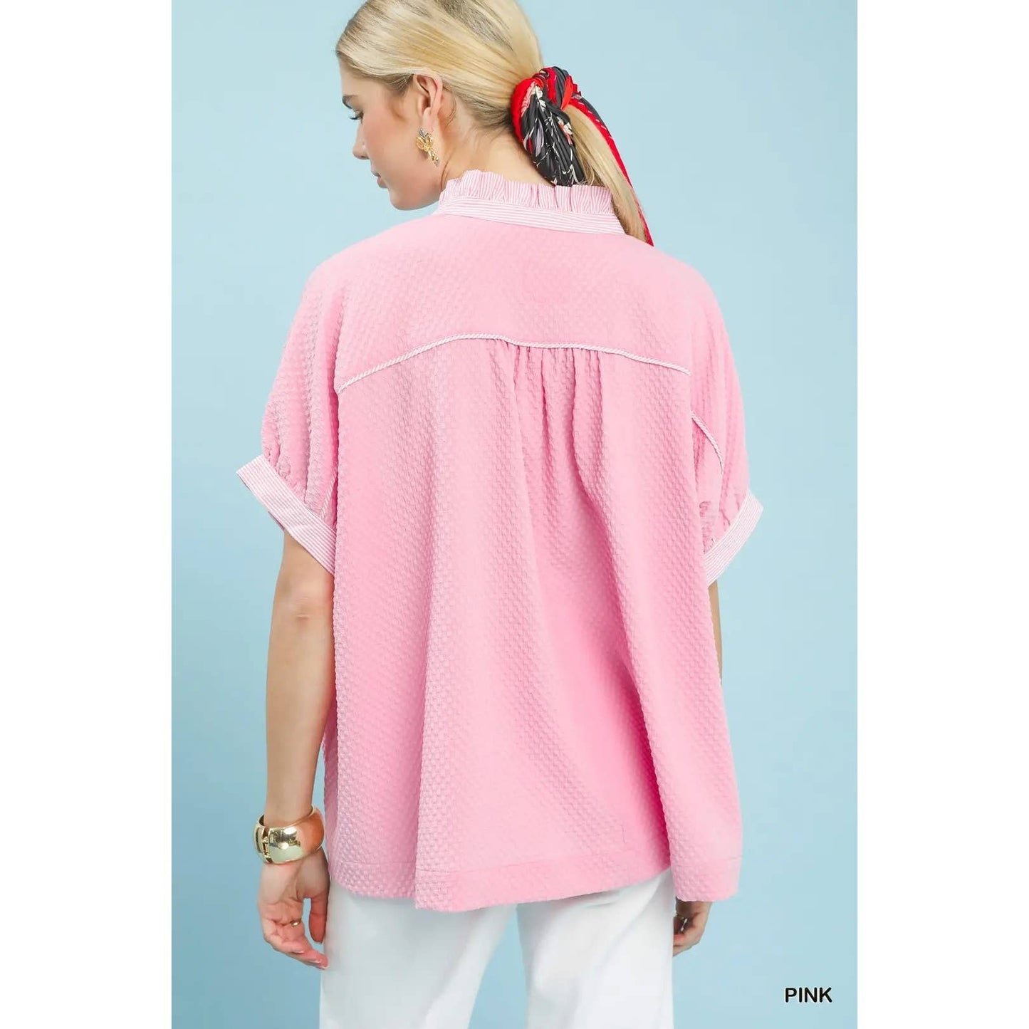 Bloom & Swoon Peony Powder Pink Textured Jacquard Top