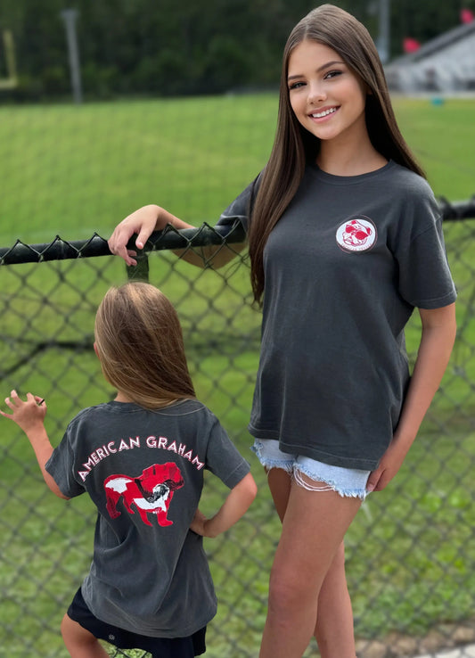 Youth RED & BLACK ATTACK Abstract Bulldog Graphic T-Shirt - American Graham Apparel American Graham Apparel