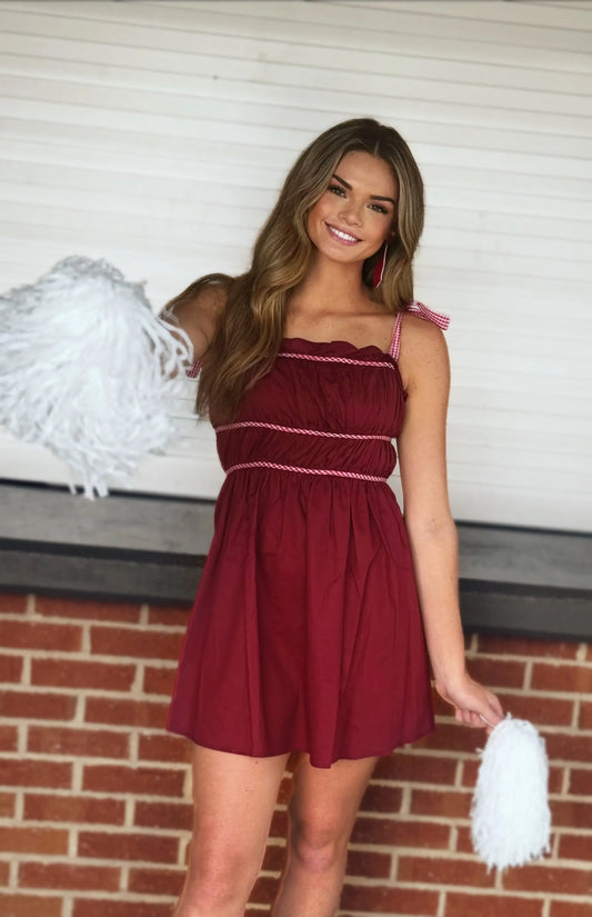 Gameday Maroon Mini Dress - American Graham Apparel BABY PINK