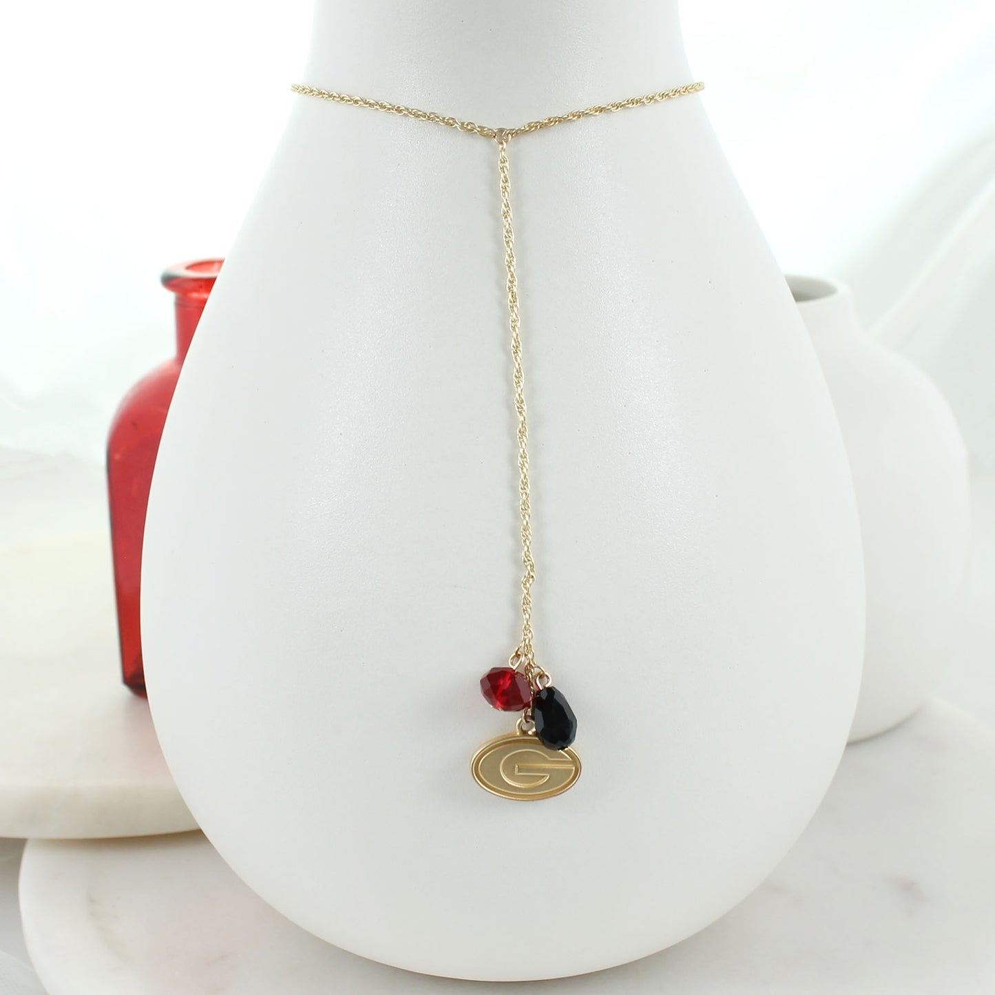 32" Georgia Matte Gold Logo Y Necklace