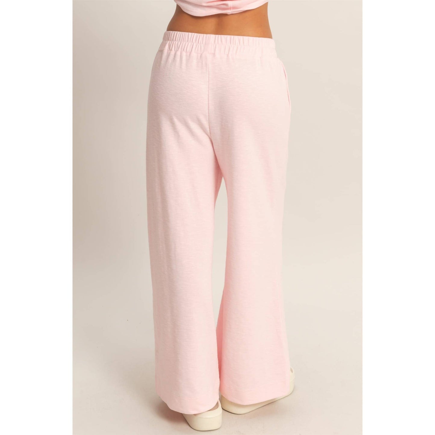 Pink Wide-Leg Lounge Pants | Elastic Waist Relaxed Fit Pants