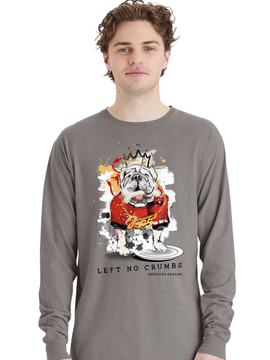 Pre-Order: SEC Champ Design- "Left No Crumbs" Bulldog Artisan Graphic Long Sleeve T-Shirt