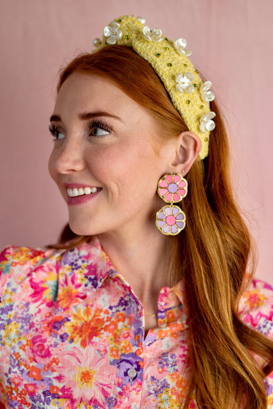 Bloom Service: Powder Blue Spring Pastel Flower Dangle Earrings