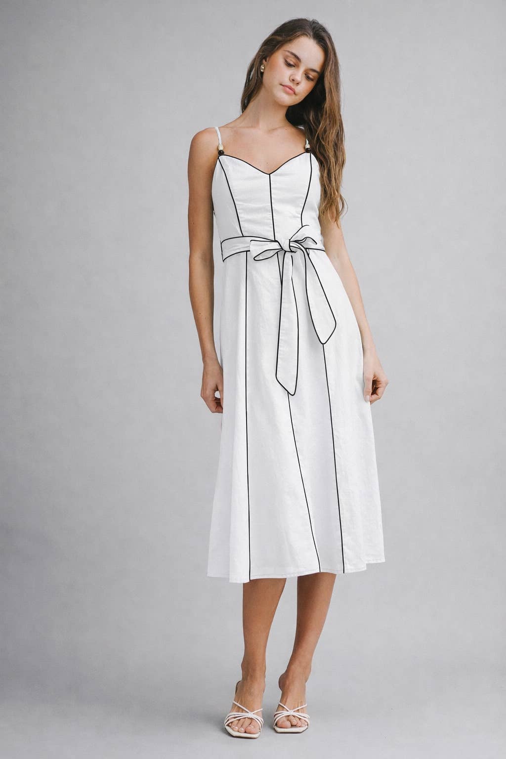 The Margot Contrast Piping Midi Dress