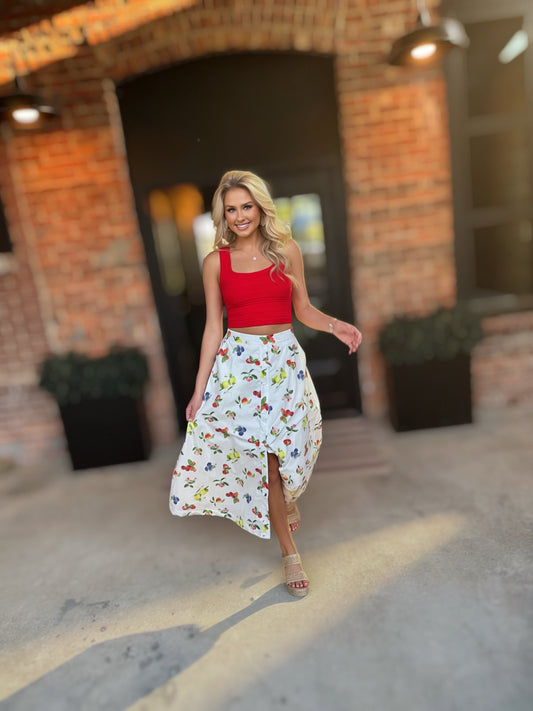 Midi-Rock mit Obstprint „Fresh Pick“ | Sommerrock für Damen