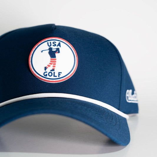 USA Golf Snapback Hat – Patriotic Embroidered Red, White & Blue Adjustable Cap
