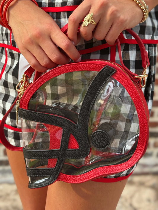 Red & Black Clear Football Helmet Crossbody Stadium Bag