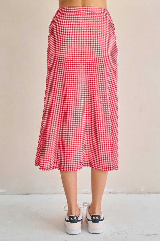 Sideline Social Gingham Midi Skort