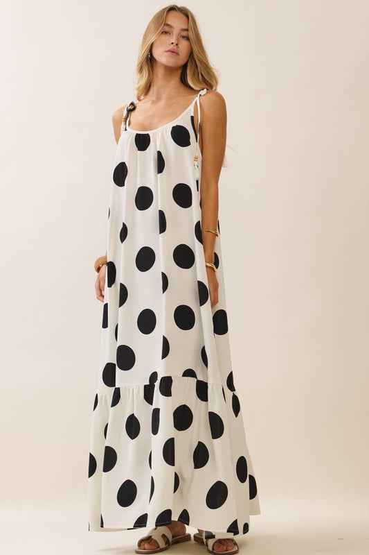 Spot On Polka Dot Tie-Shoulder Maxi Dress, S-3XL Available