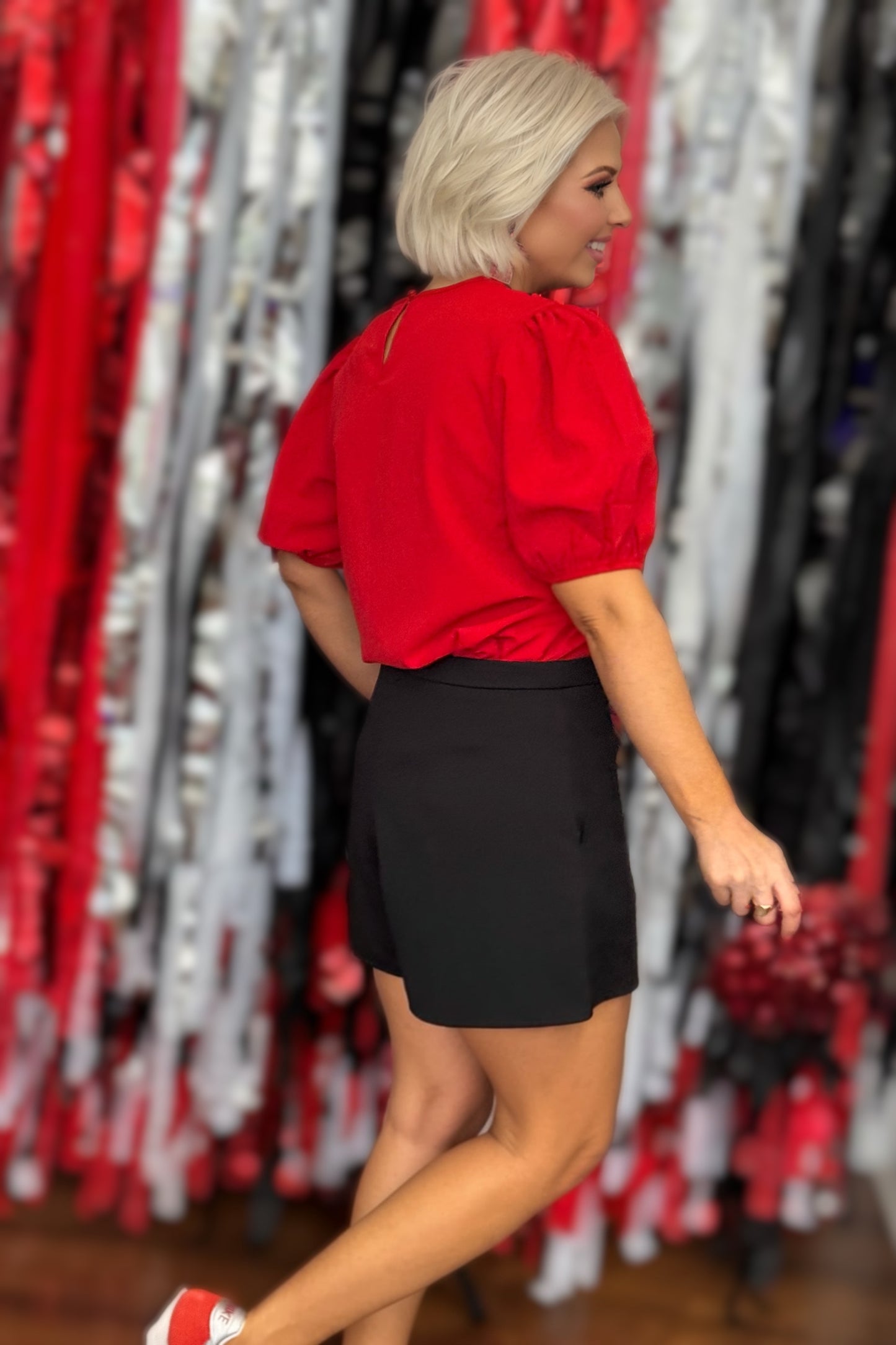 Red Zone Romance Scallop Blouse