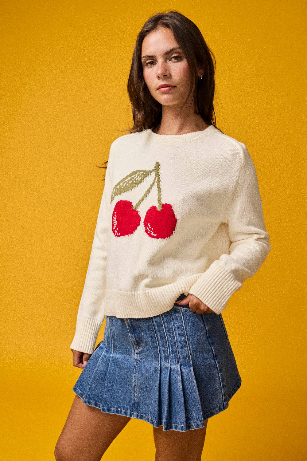 Cherry Bombshell Graphic Knit Sweater 🍒