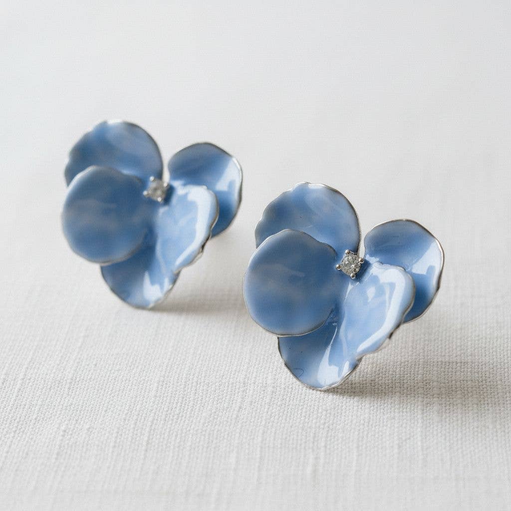 Eloise Iris- Artistic Blue Floral Drop Earrings